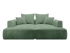 Discount Vente-unique Sofá de 3 lugares conforto assento profundo em veludo canelado verde amêndoa PINETA Verde amu00eandoa
