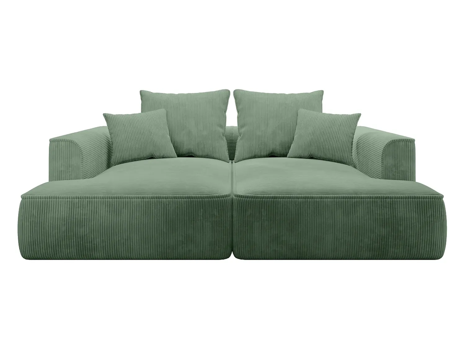 Discount Vente-unique Sofá de 3 lugares conforto assento profundo em veludo canelado verde amêndoa PINETA Verde amu00eandoa