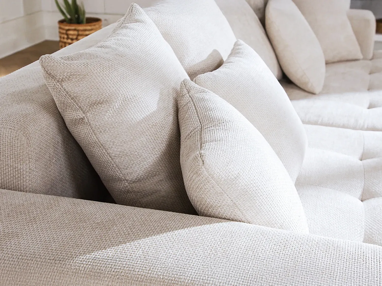 Vente-unique Sofá de 4 lugares conforto assento profundo tecido texturizado MOTINO^ Sofá