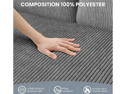 Sofá|DripeX Sofá de 2 lugares confortável em veludo canelado Cinza - 58cm profundidade do assento - carga máxima 300kg - 129x78x89cm Cinzento