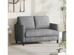 Sofá|DripeX Sofá de 2 lugares confortável em veludo canelado Cinza - 58cm profundidade do assento - carga máxima 300kg - 129x78x89cm Cinzento