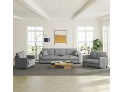 Sofá|DripeX Sofá de 2 lugares confortável em veludo canelado Cinza - 58cm profundidade do assento - carga máxima 300kg - 129x78x89cm Cinzento