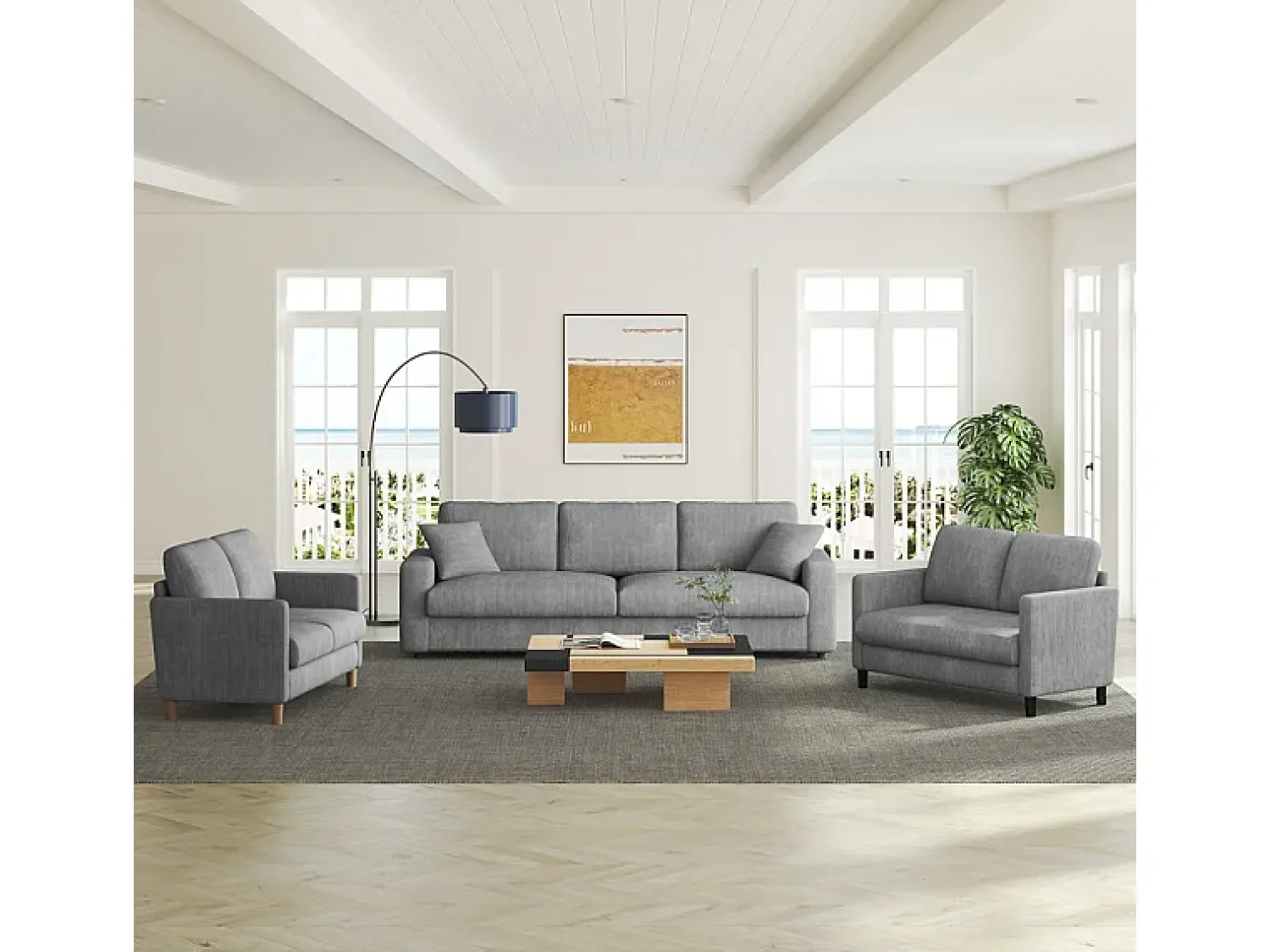 Sofá|DripeX Sofá de 2 lugares confortável em veludo canelado Cinza - 58cm profundidade do assento - carga máxima 300kg - 129x78x89cm Cinzento