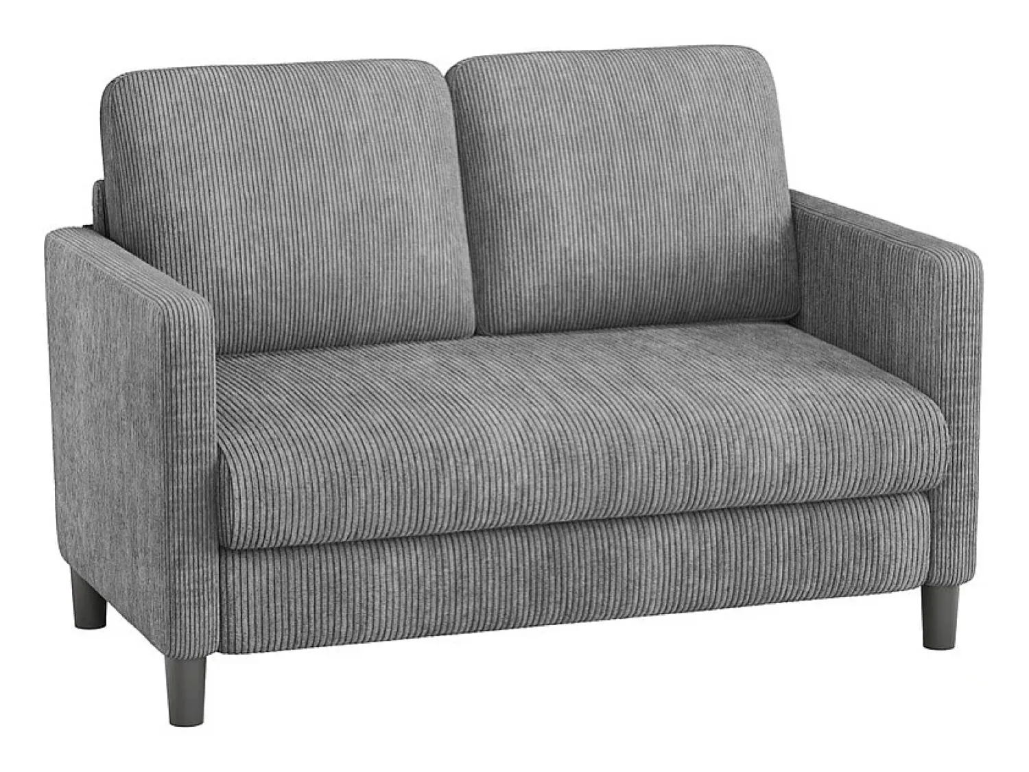 Sofá|DripeX Sofá de 2 lugares confortável em veludo canelado Cinza - 58cm profundidade do assento - carga máxima 300kg - 129x78x89cm Cinzento