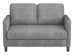 Sofá|DripeX Sofá de 2 lugares confortável em veludo canelado Cinza - 58cm profundidade do assento - carga máxima 300kg - 129x78x89cm Cinzento