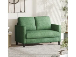 Sofá*DripeX Sofá de 2 lugares confortável em veludo canelado - 58cm profundidade do assento - carga máxima 300kg - 129x78x89cm Verde