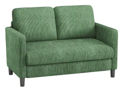 Sofá*DripeX Sofá de 2 lugares confortável em veludo canelado - 58cm profundidade do assento - carga máxima 300kg - 129x78x89cm Verde
