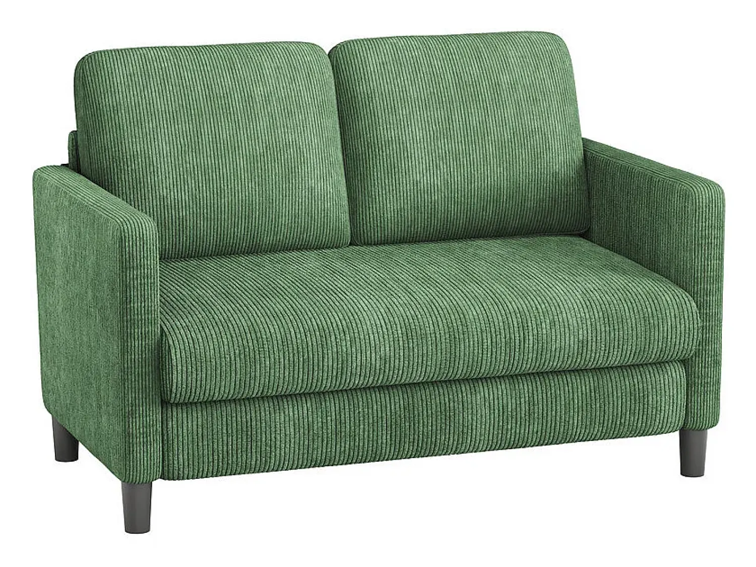 Sofá*DripeX Sofá de 2 lugares confortável em veludo canelado - 58cm profundidade do assento - carga máxima 300kg - 129x78x89cm Verde