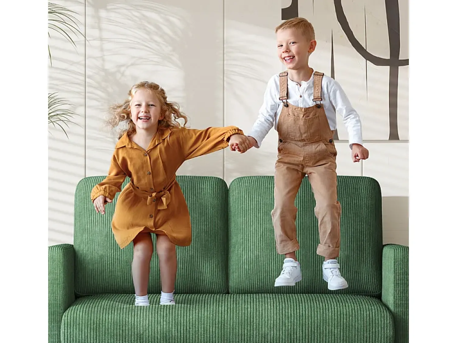 Sofá*DripeX Sofá de 2 lugares confortável em veludo canelado - 58cm profundidade do assento - carga máxima 300kg - 129x78x89cm Verde