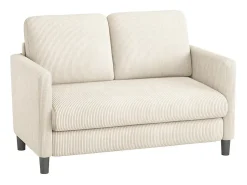 Best DripeX Sofá de 2 lugares confortável em veludo canelado - 58cm profundidade do assento - carga máxima 300kg - 129x78x89cm Bege