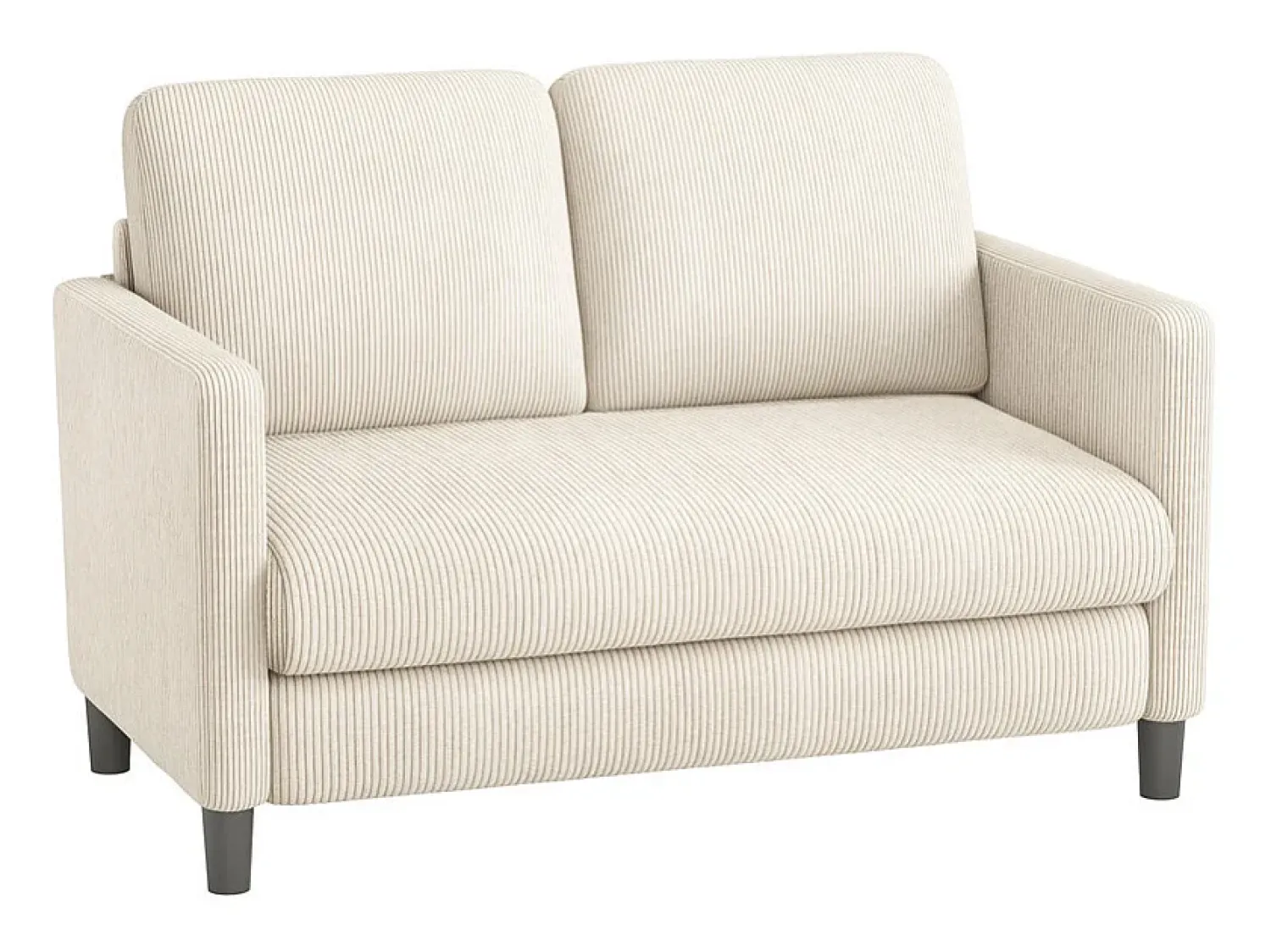 Best DripeX Sofá de 2 lugares confortável em veludo canelado - 58cm profundidade do assento - carga máxima 300kg - 129x78x89cm Bege