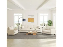 Best DripeX Sofá de 2 lugares confortável em veludo canelado - 58cm profundidade do assento - carga máxima 300kg - 129x78x89cm Bege