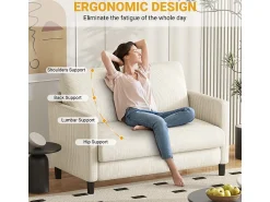 Best DripeX Sofá de 2 lugares confortável em veludo canelado - 58cm profundidade do assento - carga máxima 300kg - 129x78x89cm Bege