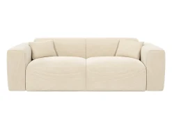 Discount Vente-unique Sofá de 3 lugares conversível abertura rápida em veludo canelado - Colchão 16 cm POGNIA Bege