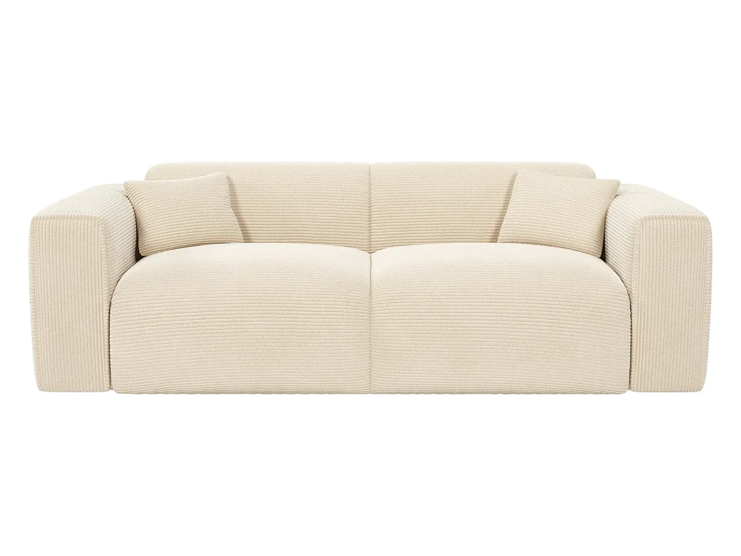 Discount Vente-unique Sofá de 3 lugares conversível abertura rápida em veludo canelado - Colchão 16 cm POGNIA Bege