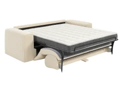 Discount Vente-unique Sofá de 3 lugares conversível abertura rápida em veludo canelado - Colchão 16 cm POGNIA Bege