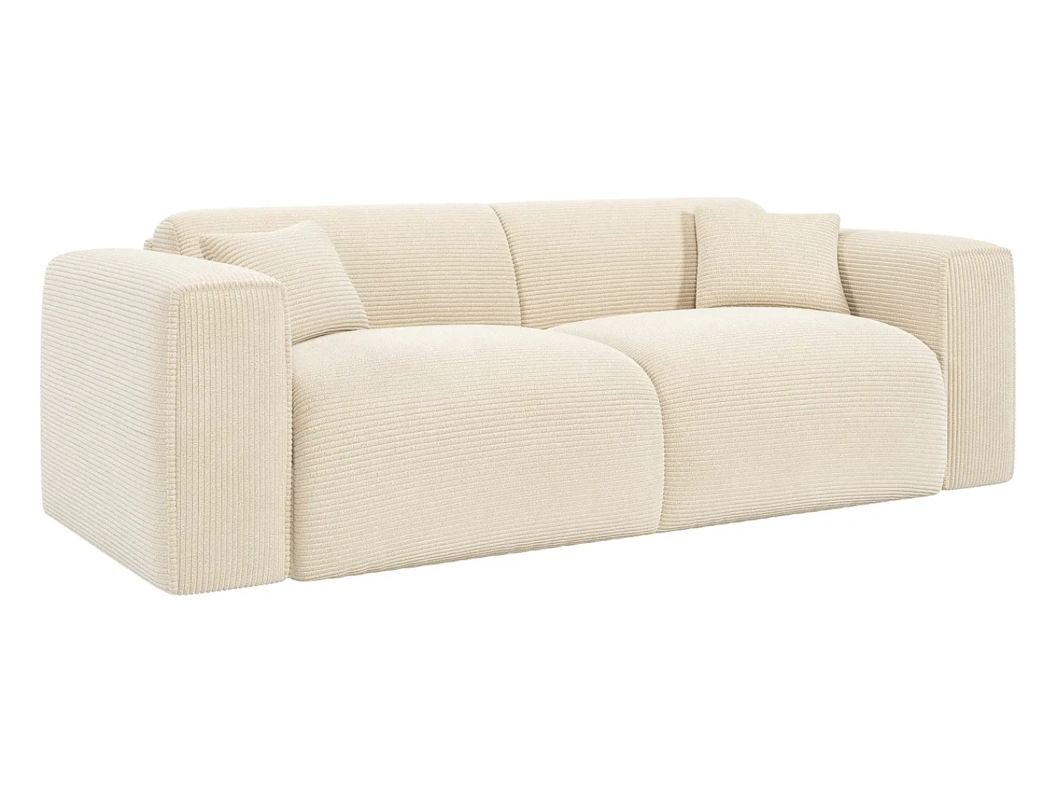 Discount Vente-unique Sofá de 3 lugares conversível abertura rápida em veludo canelado - Colchão 16 cm POGNIA Bege