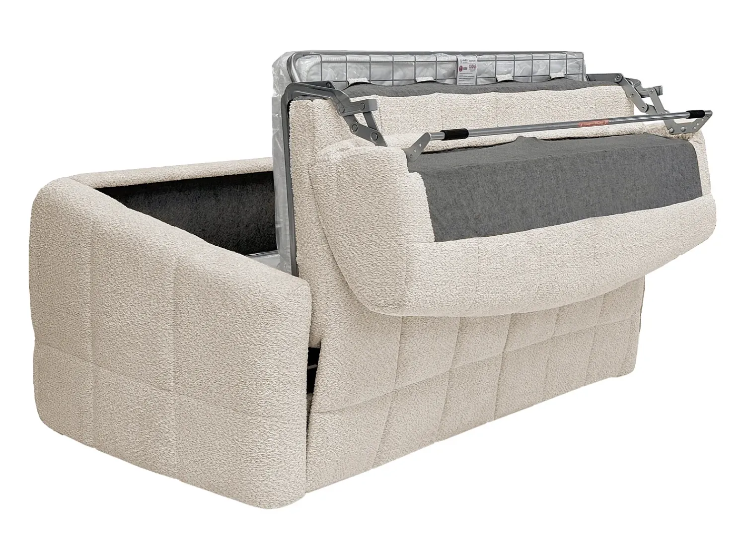 Sofá*Vente-unique Sofá de 3 lugares conversível abertura rápida em tecido bouclé colchão 16 cm RETUNA Bege