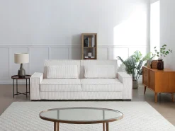 Discount Vente-unique Sofá de 3 lugares conversível em veludo cotelê FINORO Bege