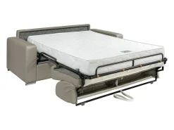 Best Vente-unique Sofá de 3 lugares conversível express em couro . Cama 140 cm. Colchão 18 cm. CALITO Taupe