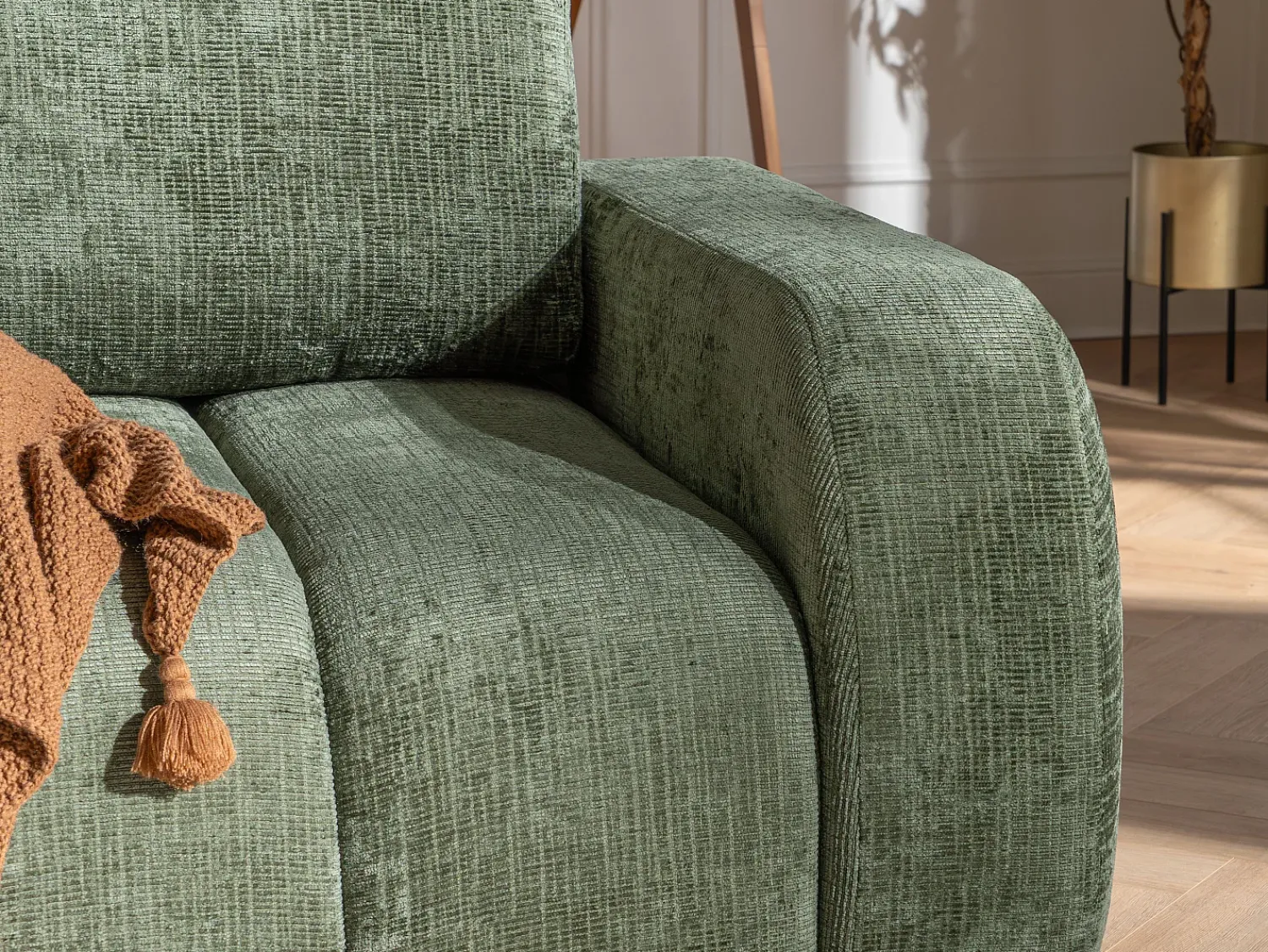 Sofá*Vente-unique Sofá de 3 lugares conversível em tecido chenille TALIVO Verde