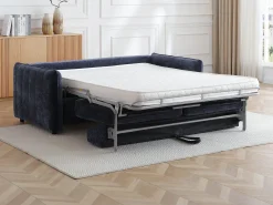 Sofá|Vente-unique Sofá de 3 lugares conversível expresso em tecido texturizado - Área de dormir 145 cm MALOGU Azul