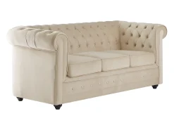 Vente-unique Sofá de 3 lugares conversível em veludo CHESTERFIELD^ Sofá