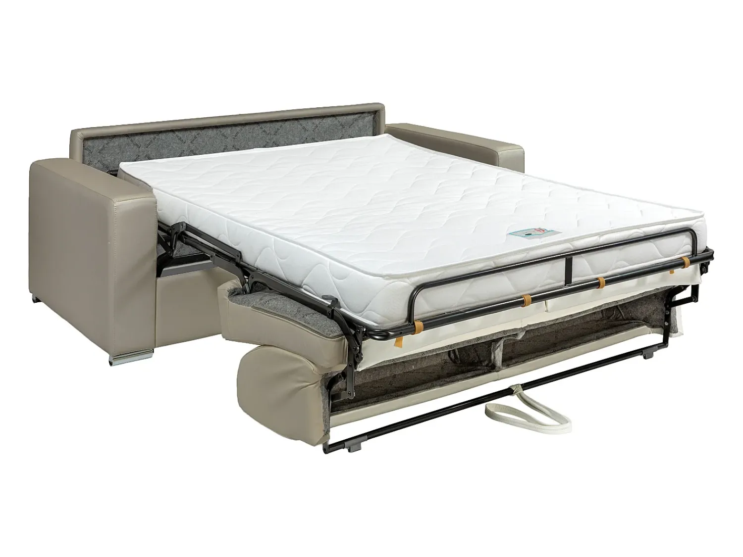 Best Vente-unique Sofá de 3 lugares conversível expresso em couro . Cama 140 cm. Colchão 14 cm. CALITO Taupe
