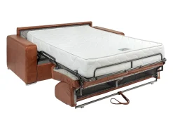 Vente-unique Sofá de 4 lugares conversível express em couro vintage caramelo 160 cm colchão 22 cm CALITO^ Sofá