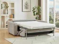 Sofá*Vente-unique Sofá de 3 lugares conversível em tecido chenille cinza claro colchão 12 cm ISISTIA Cinzento claro