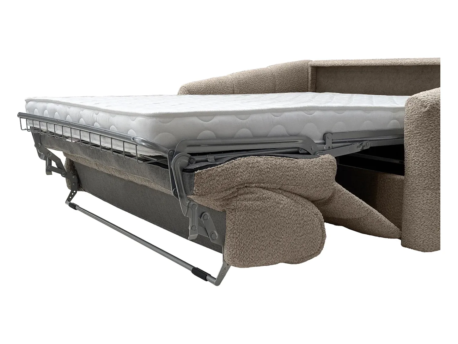 Best Vente-unique Sofá de 4 lugares conversível abertura rápida em tecido bouclé cama 160 cm RETUNA Taupe