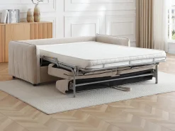 Sofá*Vente-unique Sofá de 3 lugares conversível expresso em tecido texturizado - Cama 145 cm MALOGU Bege