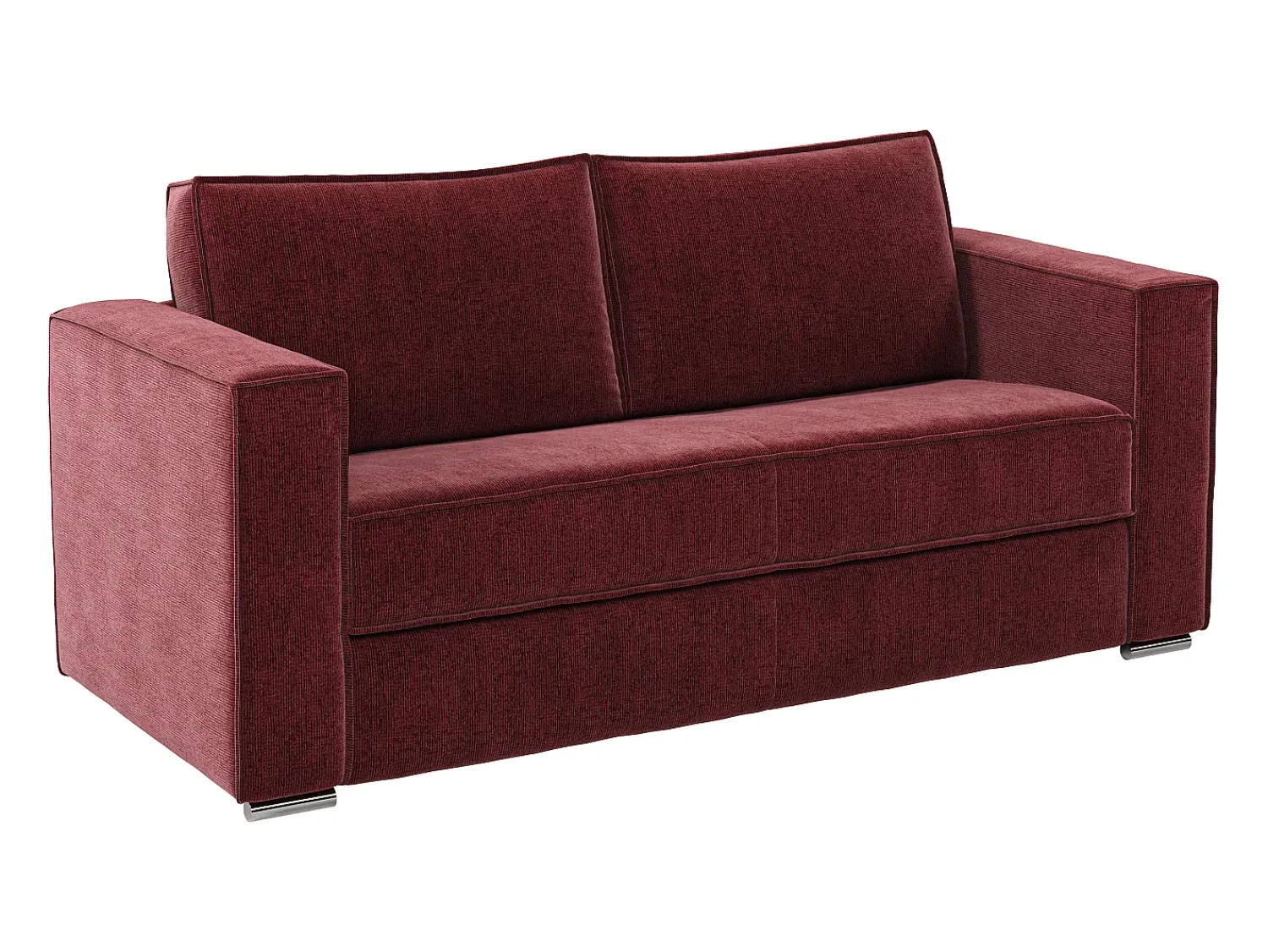 Sofá*Vente-unique Sofá de 3 lugares conversível abertura rápida em tecido chenille ripas largas -22cm LORETO Bordeaux