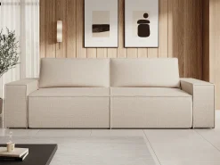 Vente-unique Sofá de 4 lugares convertível veludo texturizado AMELIA^ Sofá