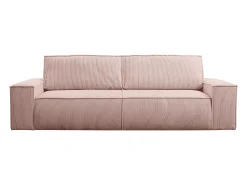 Sofá*Vente-unique Sofá de 4 lugares convertível veludo canelado cor-de-rosa pó - AMELIA Rosa claro