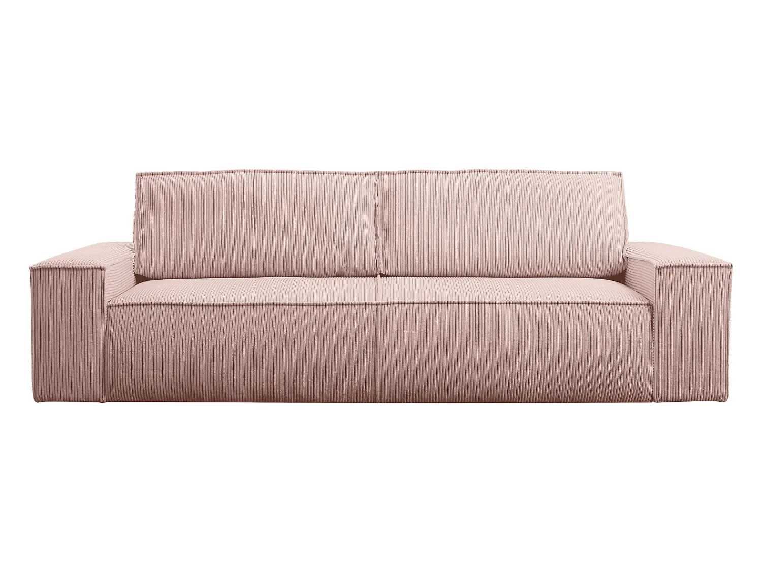 Sofá*Vente-unique Sofá de 4 lugares convertível veludo canelado cor-de-rosa pó - AMELIA Rosa claro