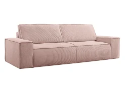 Sofá*Vente-unique Sofá de 4 lugares convertível veludo canelado cor-de-rosa pó - AMELIA Rosa claro