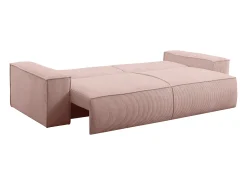 Sofá*Vente-unique Sofá de 4 lugares convertível veludo canelado cor-de-rosa pó - AMELIA Rosa claro