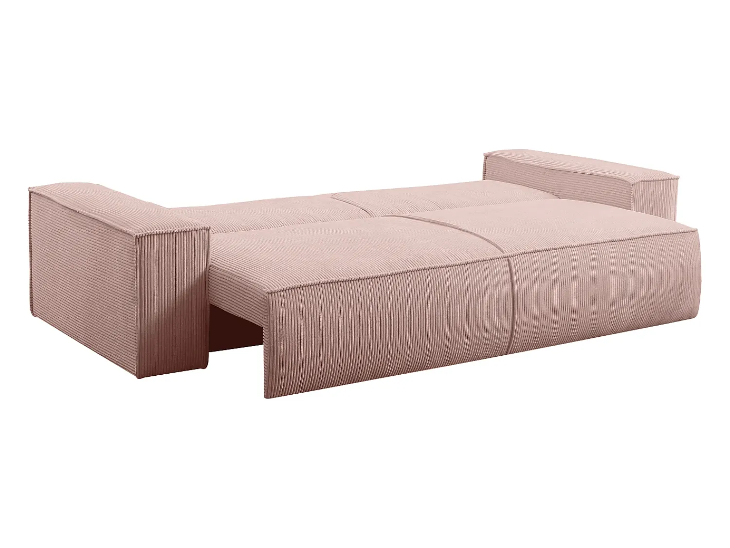 Sofá*Vente-unique Sofá de 4 lugares convertível veludo canelado cor-de-rosa pó - AMELIA Rosa claro