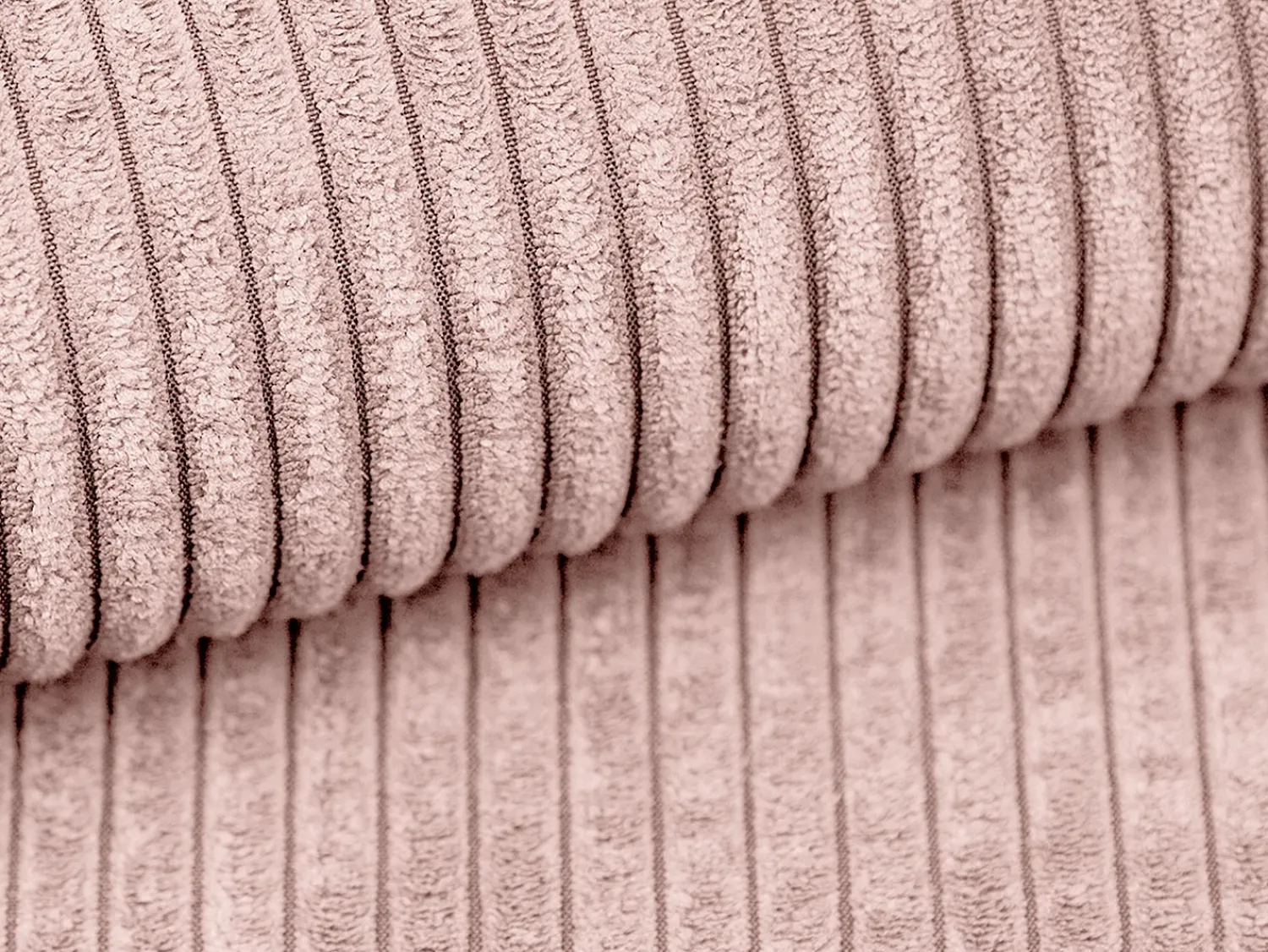 Sofá*Vente-unique Sofá de 4 lugares convertível veludo canelado cor-de-rosa pó - AMELIA Rosa claro