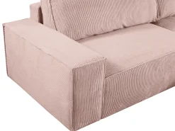 Sofá*Vente-unique Sofá de 4 lugares convertível veludo canelado cor-de-rosa pó - AMELIA Rosa claro