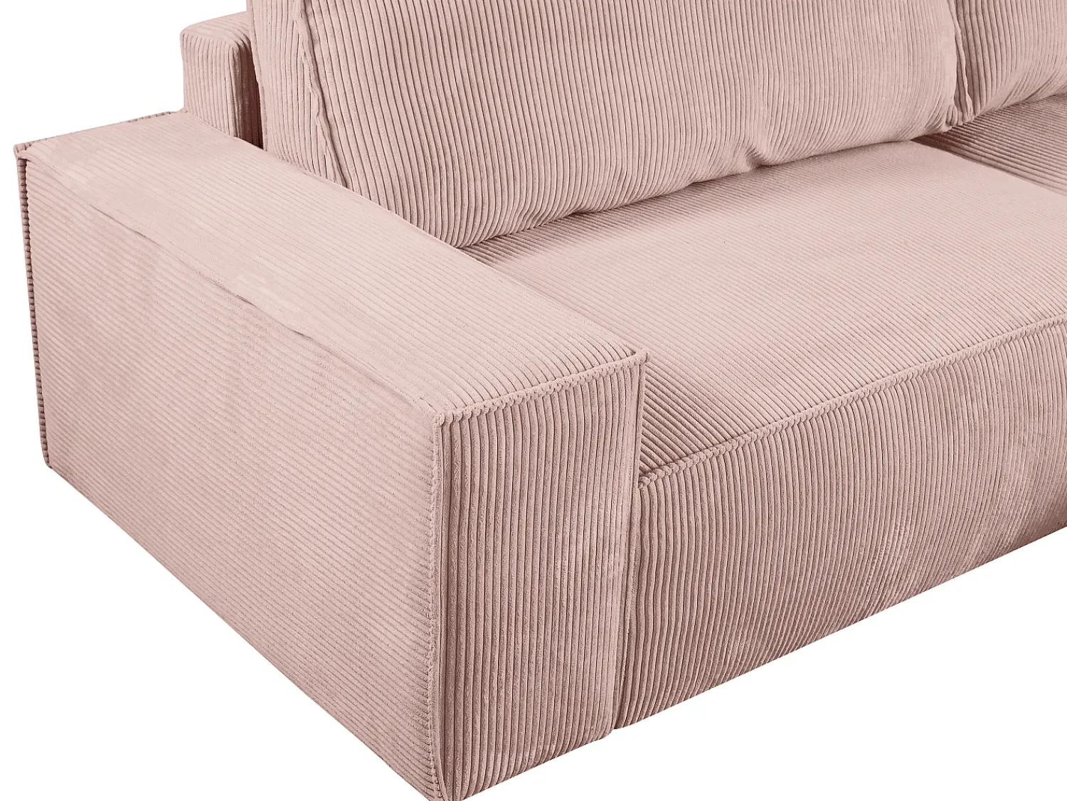 Sofá*Vente-unique Sofá de 4 lugares convertível veludo canelado cor-de-rosa pó - AMELIA Rosa claro