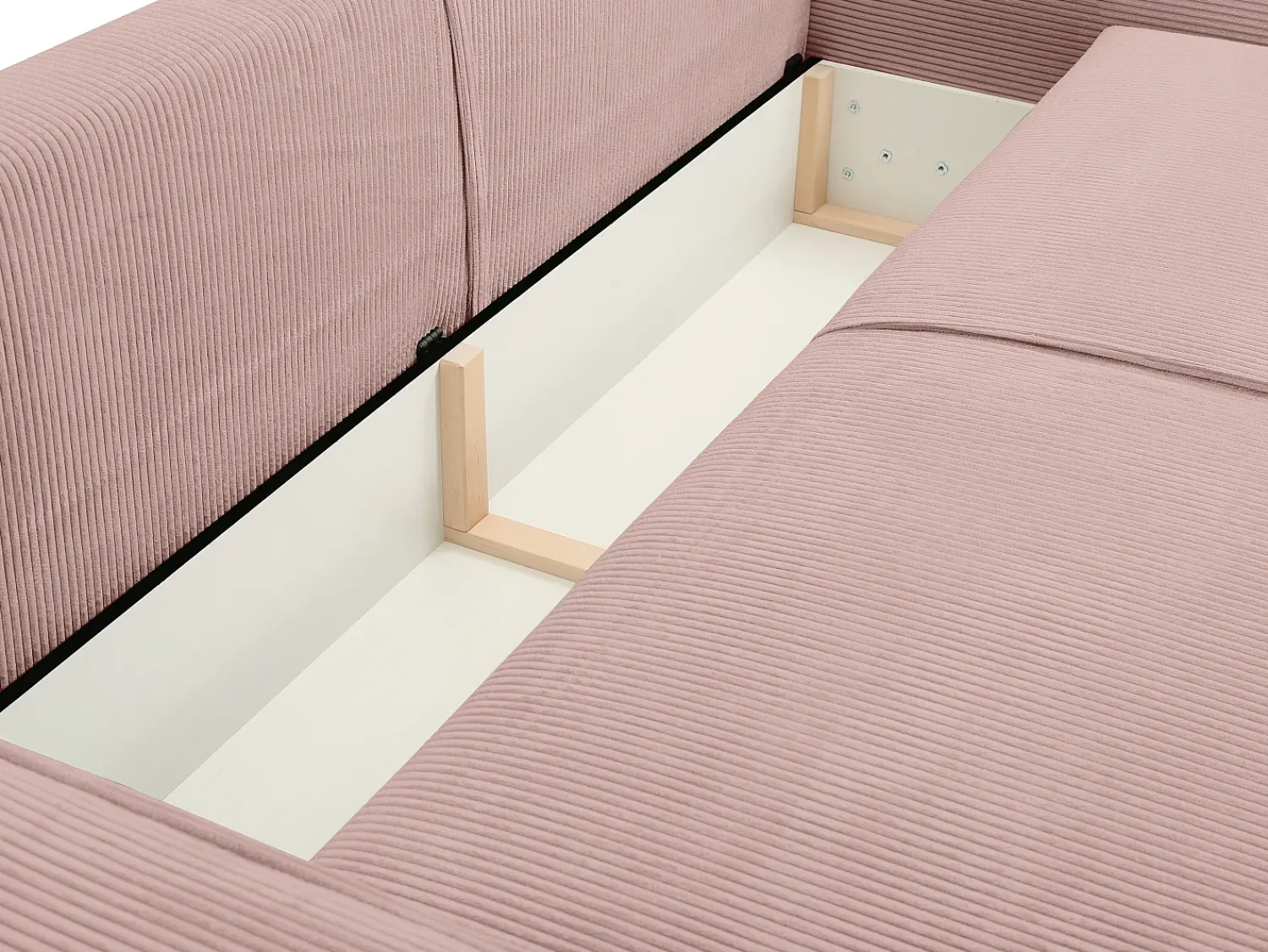 Sofá*Vente-unique Sofá de 4 lugares convertível veludo canelado cor-de-rosa pó - AMELIA Rosa claro