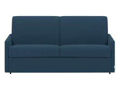 Sofá|Vente-unique Sofá de 3 lugares convertível de abertura rápida em tecido cinza. Colchão de espuma 14 cm - CALIFE Azul escuro