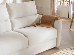Clearance Maison Céphy Sofá de 3 lugares convertível abertura rápida tecido chenille 16 cm DOVENA de Bege