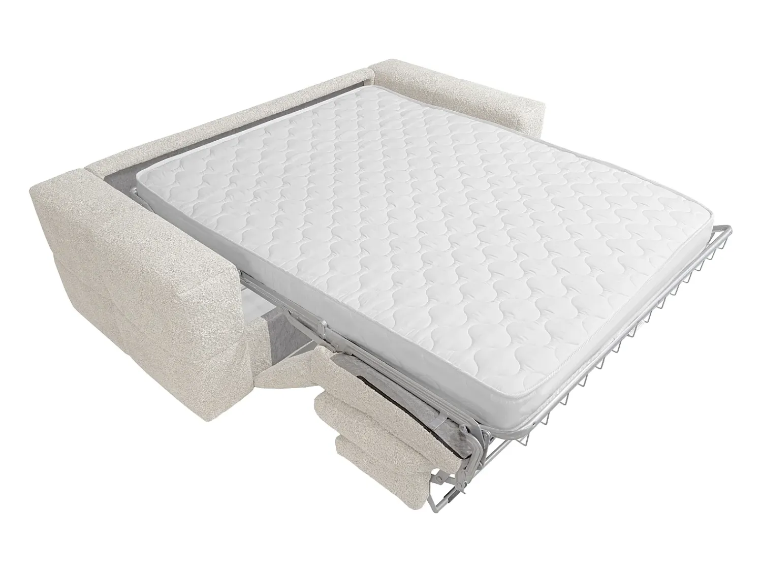 Vente-unique Sofá de 3 lugares convertível abertura rápida tecido bouclé colchão 16 cm ISSORO^ Sofá