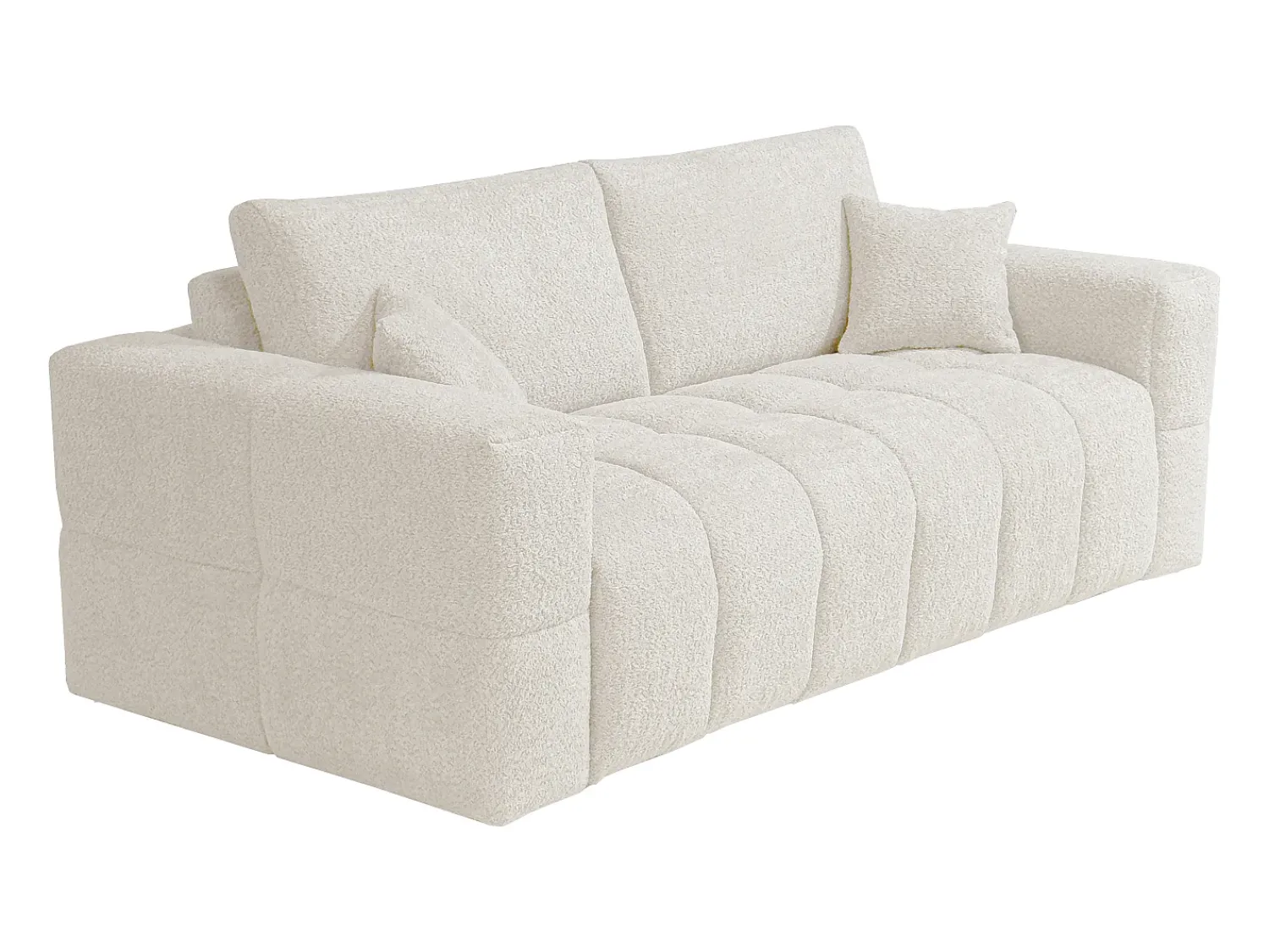 Vente-unique Sofá de 3 lugares convertível abertura rápida tecido bouclé colchão 16 cm ISSORO^ Sofá