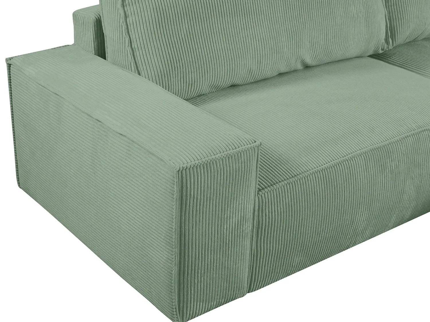 Clearance Vente-unique Sofá de 4 lugares convertível veludo canelado verde amêndoa - AMELIA Verde amu00eandoa