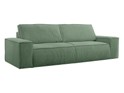 Clearance Vente-unique Sofá de 4 lugares convertível veludo canelado verde amêndoa - AMELIA Verde amu00eandoa