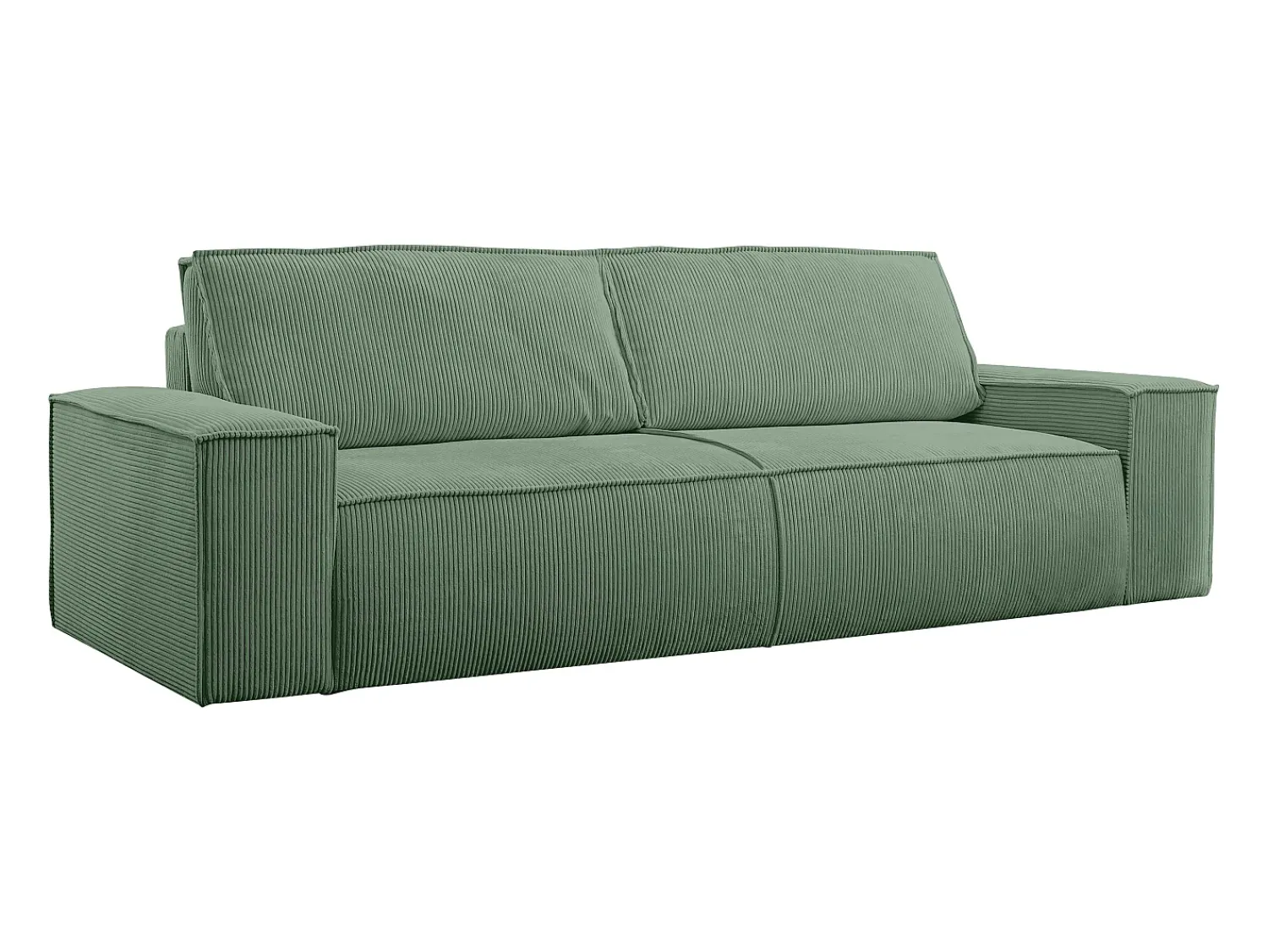 Clearance Vente-unique Sofá de 4 lugares convertível veludo canelado verde amêndoa - AMELIA Verde amu00eandoa